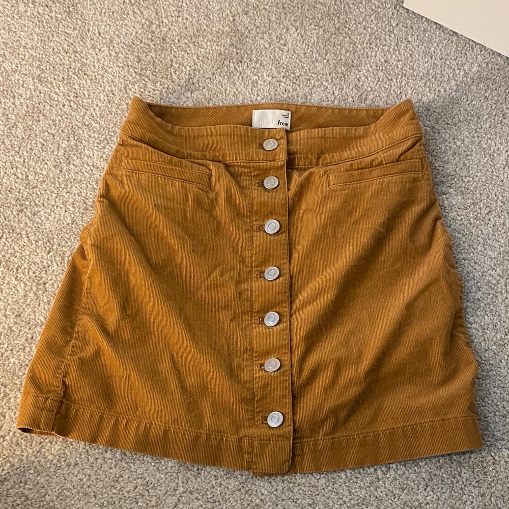Aritzia Wilfred Free Button-Front Corduroy Mini Skirt in Mustard